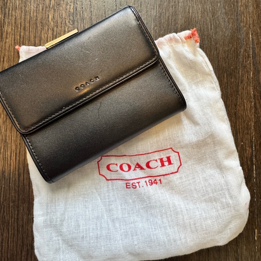 NWT Coach Black Leather Wallet
